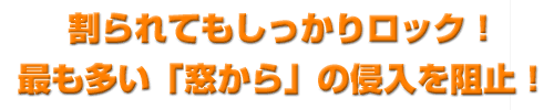 割られてもしっかりロック!最も多い「窓から」の侵入を阻止!